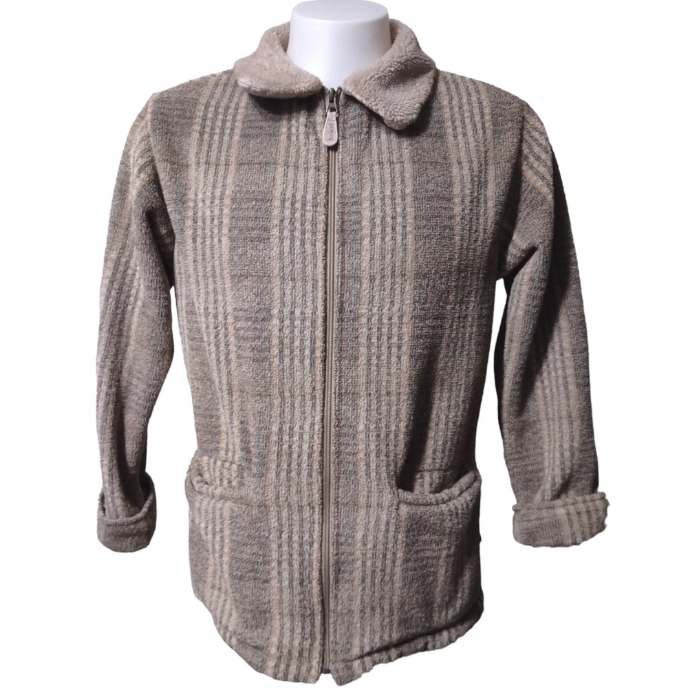 Woolrich Fleece Jacket Large Tan USA Y2K Vintage Gorp Core Cabin Cottage Core
